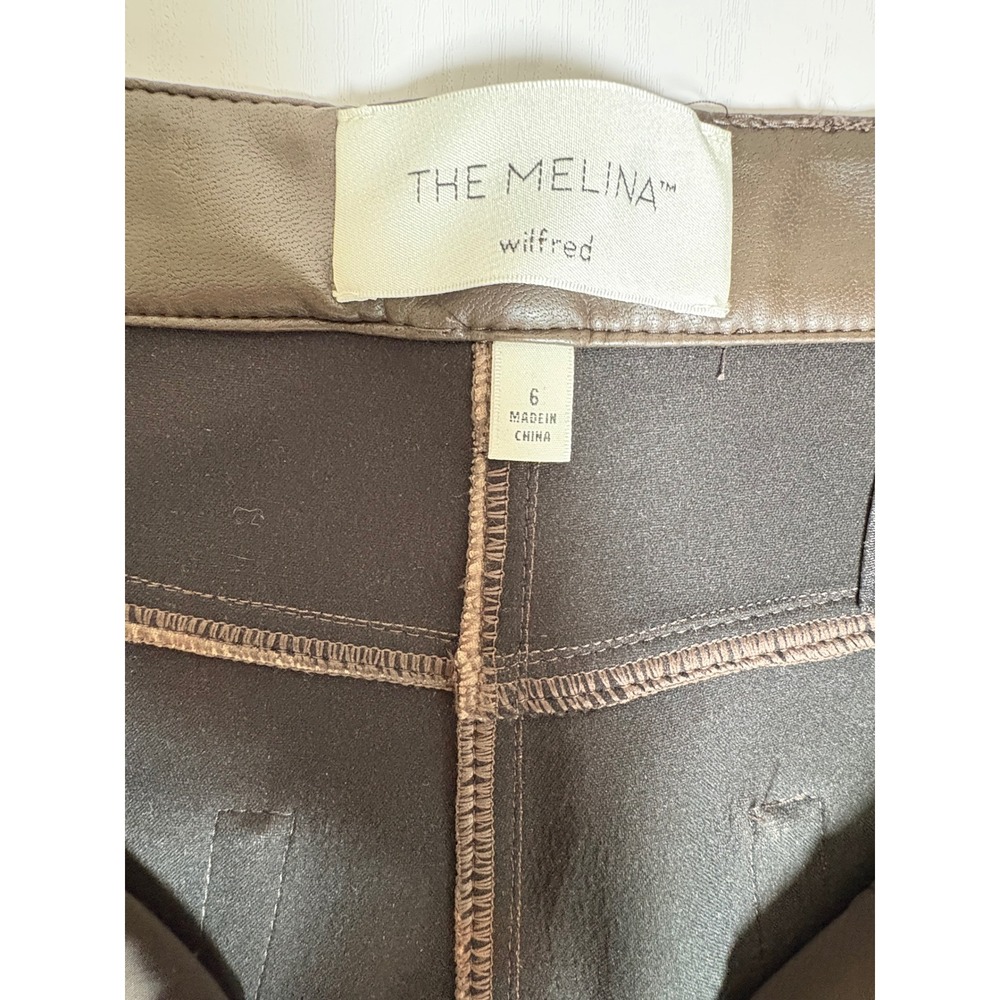 Wilfred Aritzia Melina Pant Vegan Leather High Rise Straight Leg Brown Size 6‎ - Picture 7 of 14